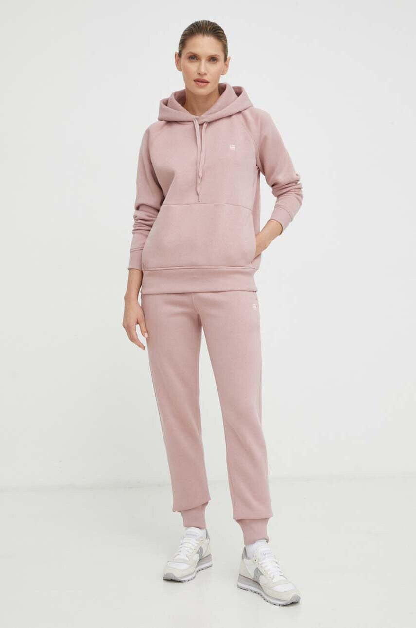 Кофта G-Star Raw жіноча колір рожевий з капюшоном однотонна D21255-C235