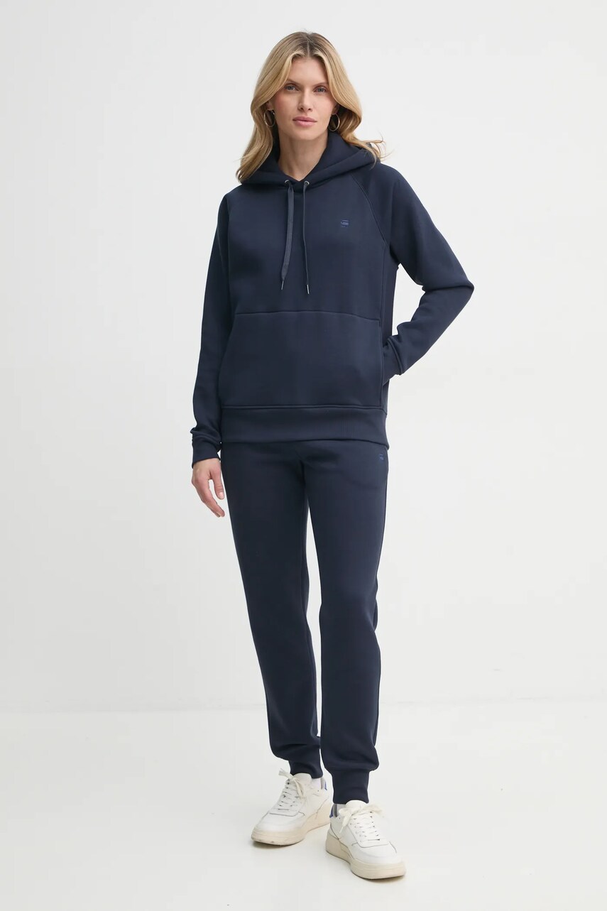 Кофта G-Star Raw жіноча колір синій з капюшоном однотонна D21255-C235