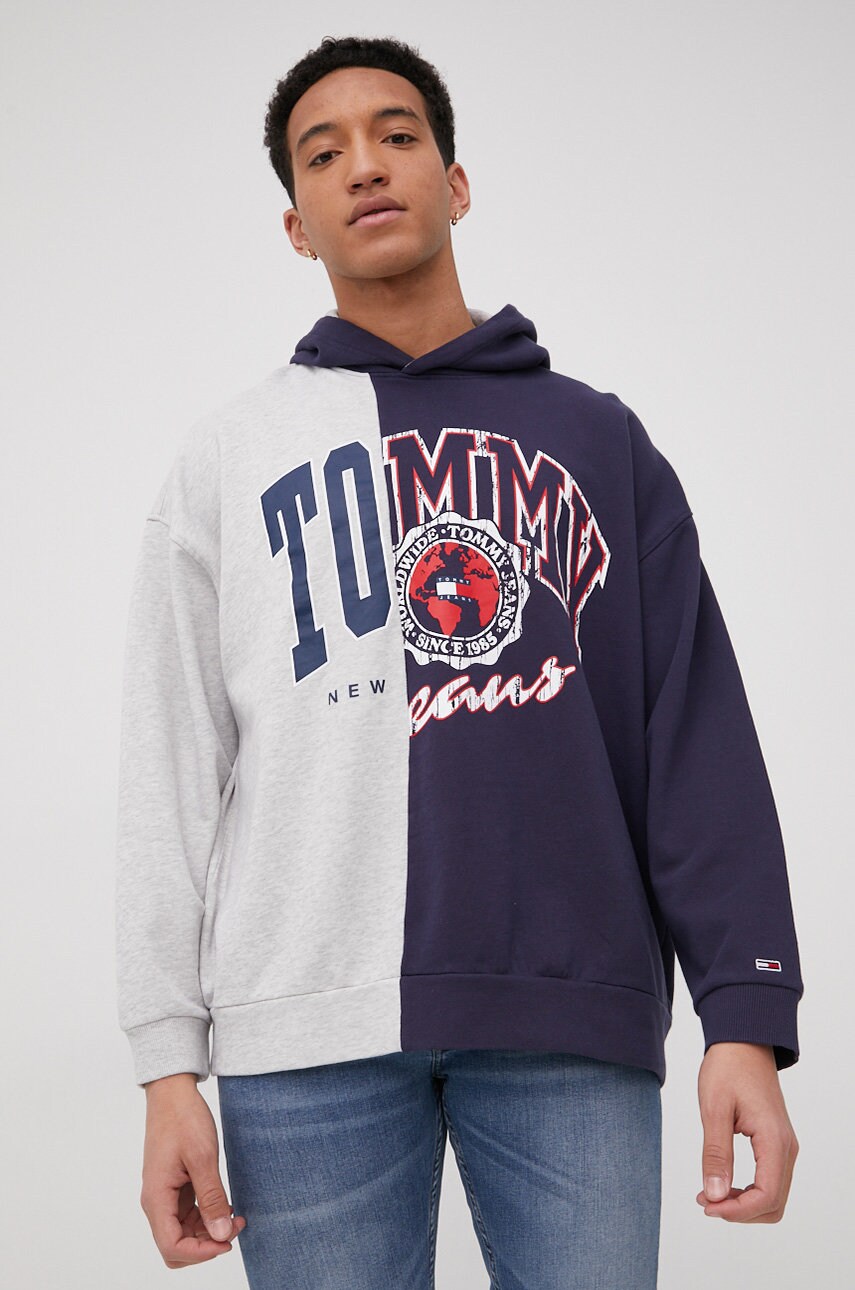 Бавовняна кофта Tommy Jeans чоловіча колір синій меланж