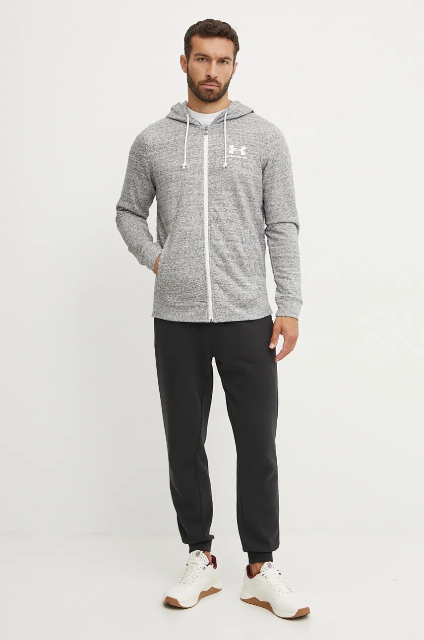 Кофта Under Armour чоловіча колір білий з капюшоном однотонна