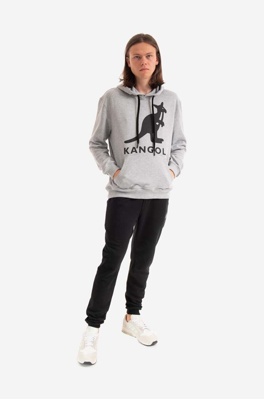 Бавовняна кофта Kangol колір чорний з капюшоном з принтом KLEU001-99