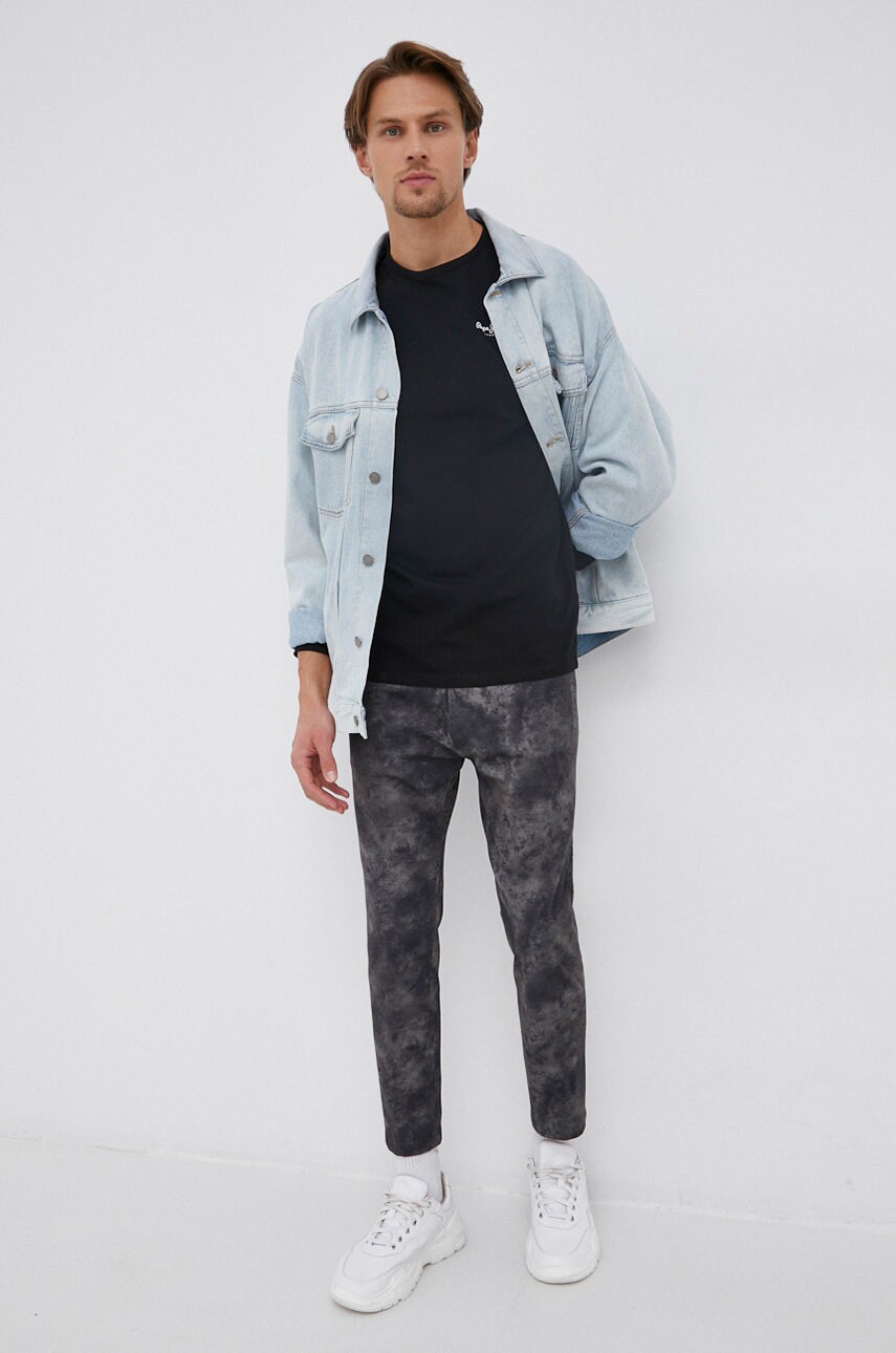 Лонгслів Pepe Jeans Original Basic 2 Long N чоловічий колір чорний однотонний