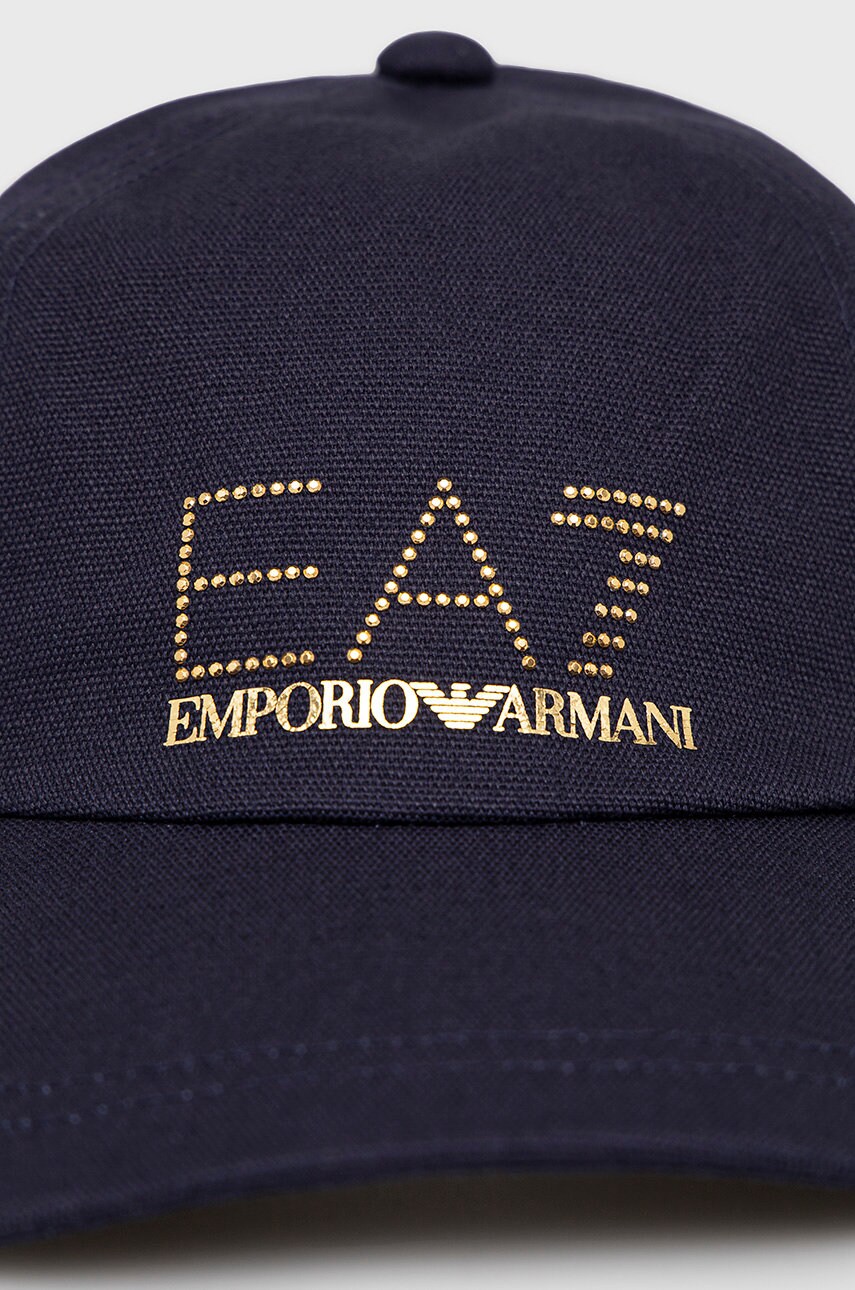 Бавовняна кепка EA7 Emporio Armani колір синій з аплікацією