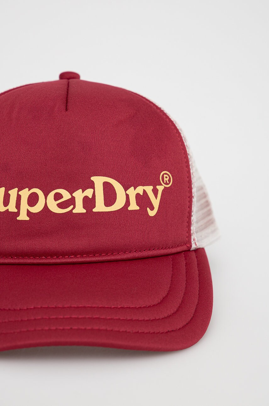 Кепка Superdry колір червоний з принтом