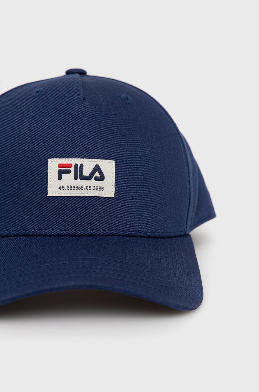 Кепка Fila колір синій з аплікацією