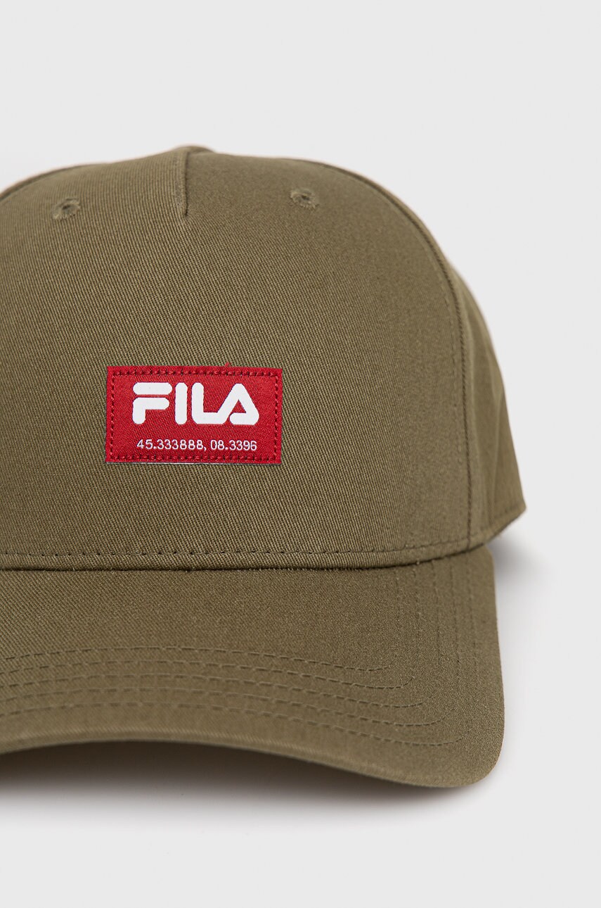 Кепка Fila колір зелений з аплікацією