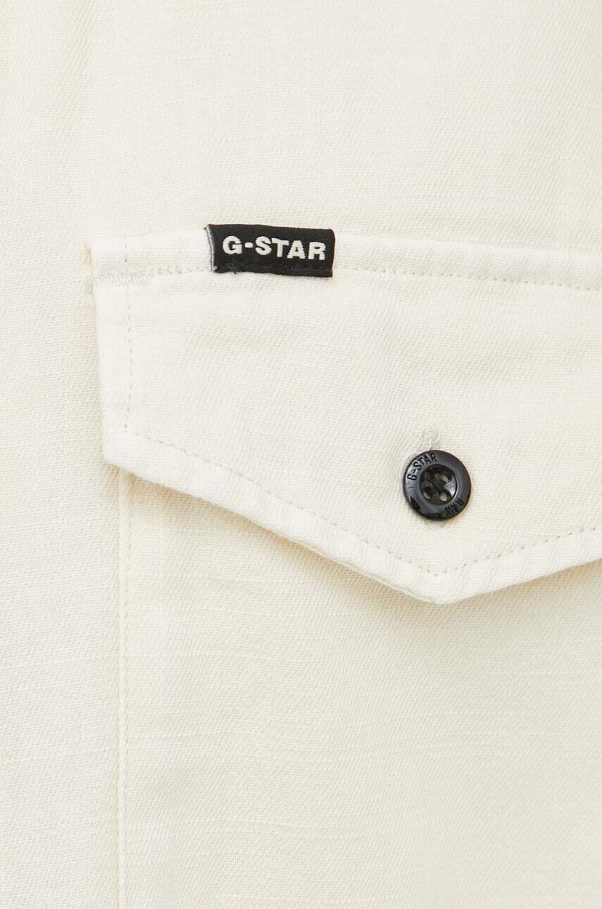 Бавовняна сорочка G-Star Raw чоловіча колір бежевий slim класичний комір