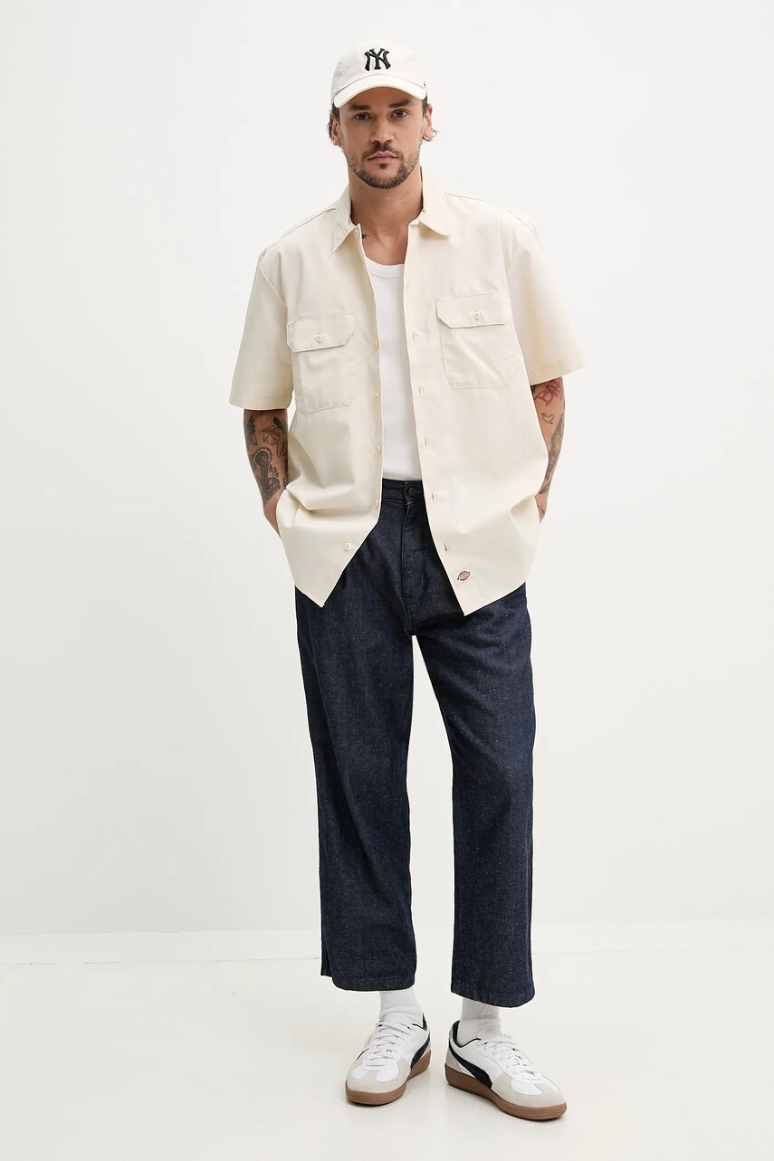 Сорочка Dickies чоловіча колір бежевий regular класичний комір