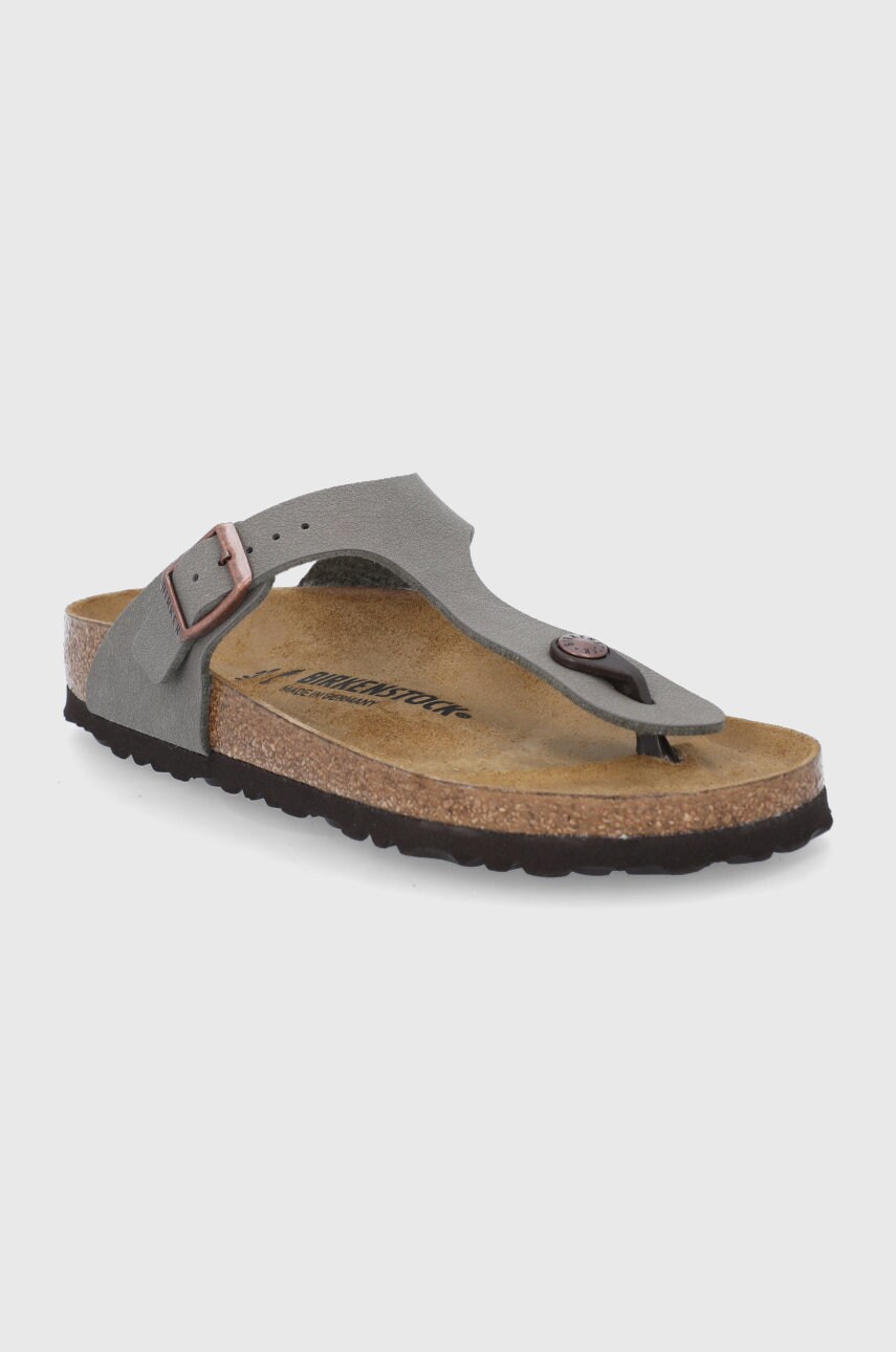 В'єтнамки Birkenstock Gizeh жіночі колір сірий на плоскому ходу 43393