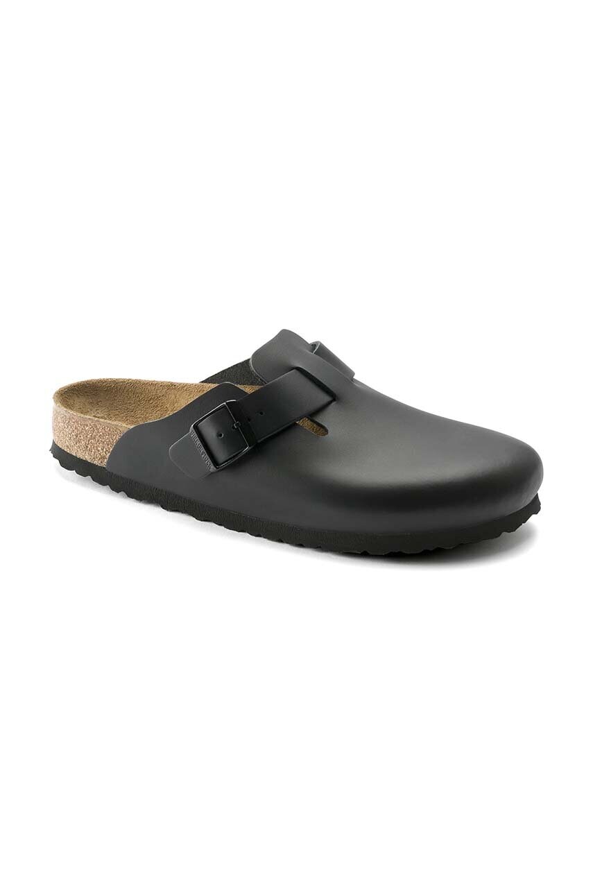 Шкіряні шльопанці Birkenstock Boston жіночі колір чорний 60193