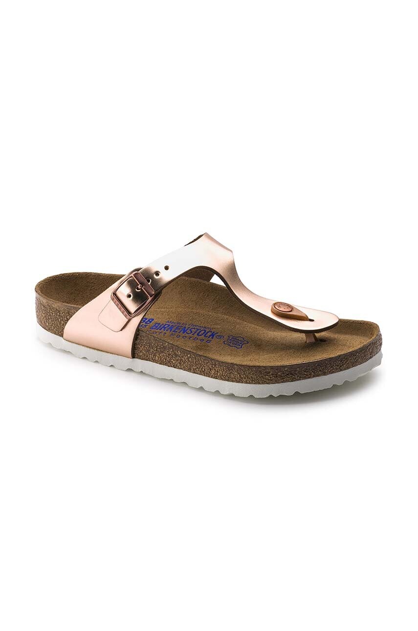 Шкіряні в'єтнамки Birkenstock Gizeh жіночі колір рожевий на плоскому ходу 1005049