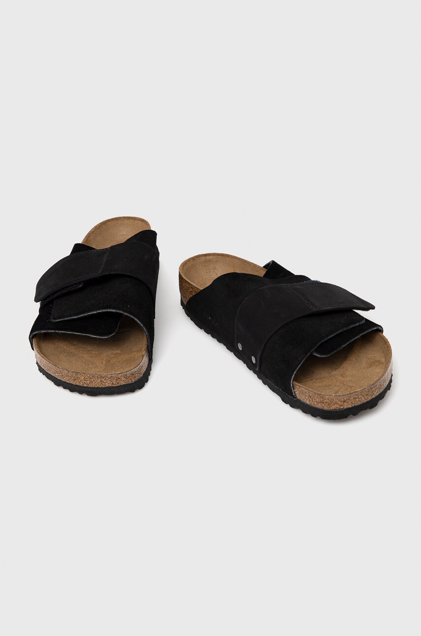 Замшеві шльопанці Birkenstock Kyoto чоловічі колір чорний 1022350
