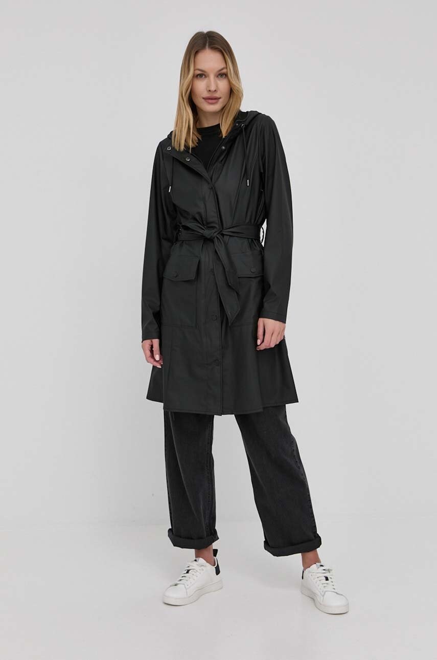 Куртка Rains 18130 Curve Jacket жіноча колір чорний перехідна 18130.01-Black