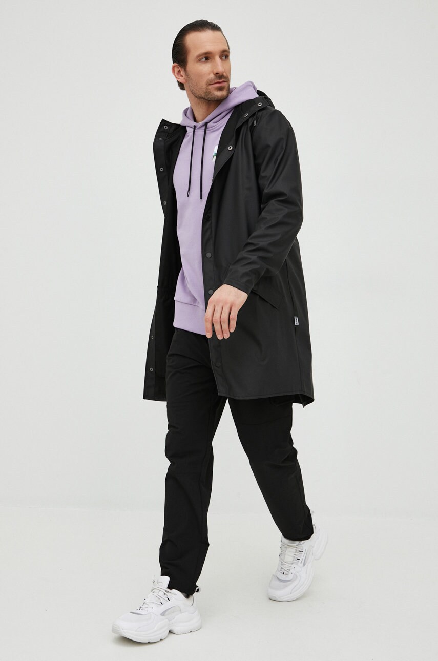 Куртка Rains 12020 Long Jacket колір чорний перехідна 12020.01-Black