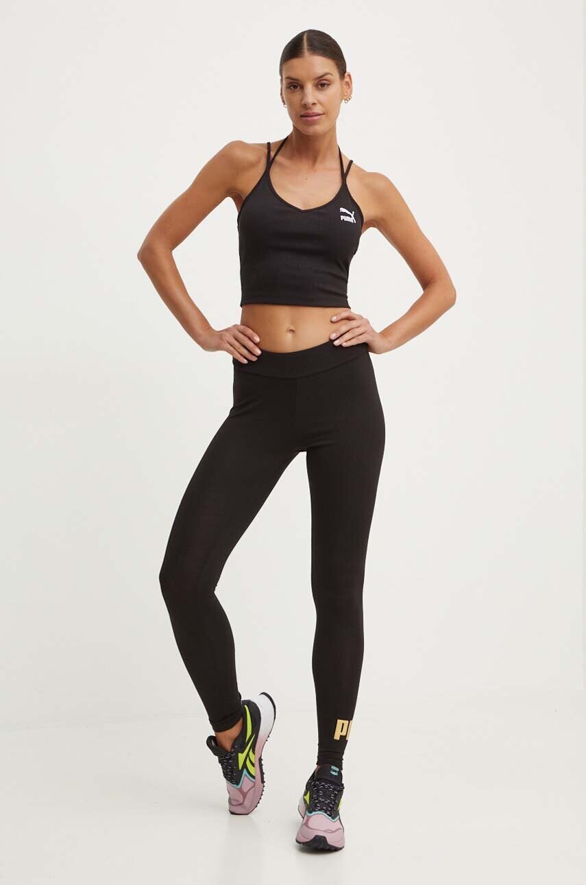Легінси Puma Essentials+ Metallic 848307 жіночі колір чорний з принтом
