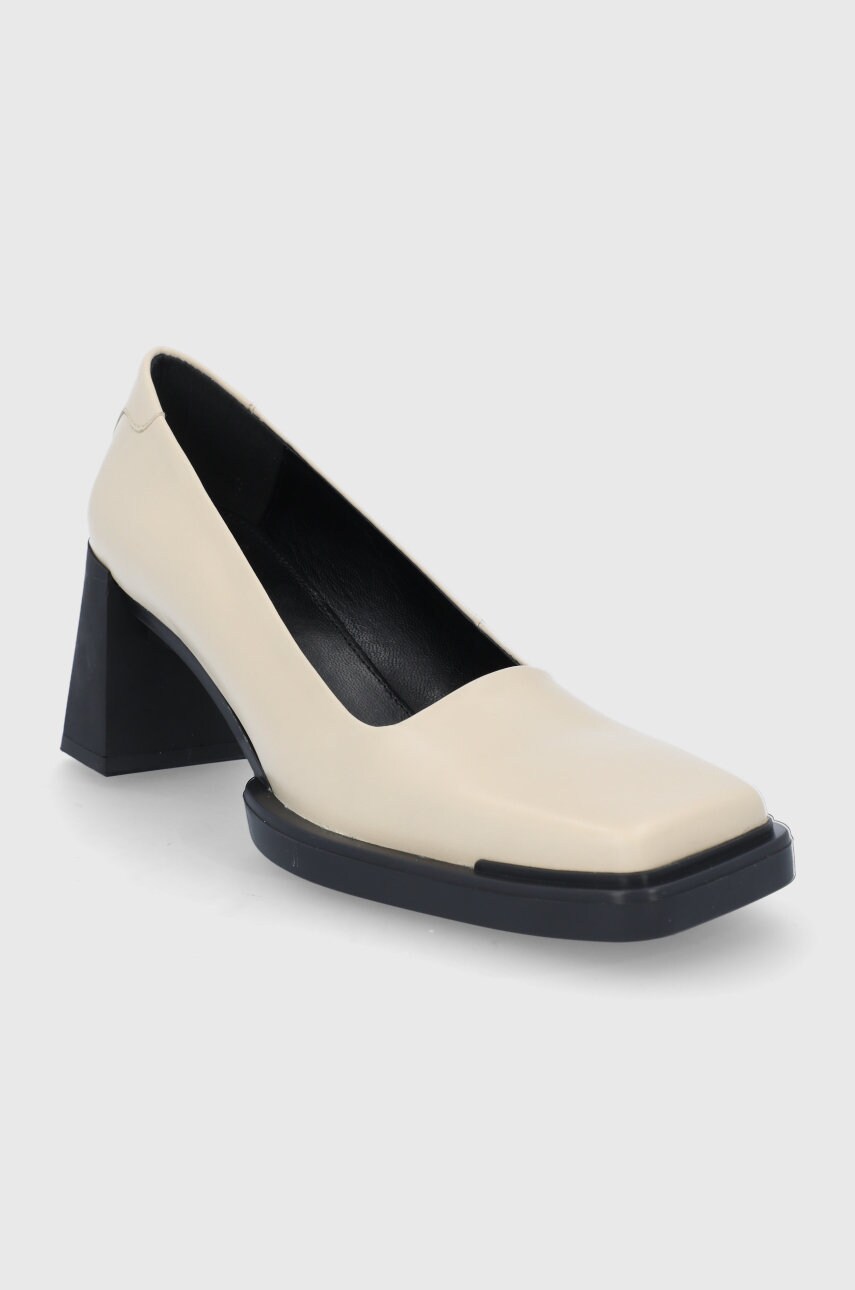 Шкіряні туфлі Vagabond Shoemakers Edwina колір бежевий каблук блок