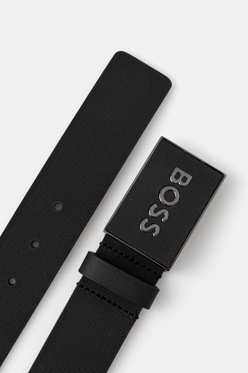 Шкіряний ремінь BOSS чоловічий колір чорний