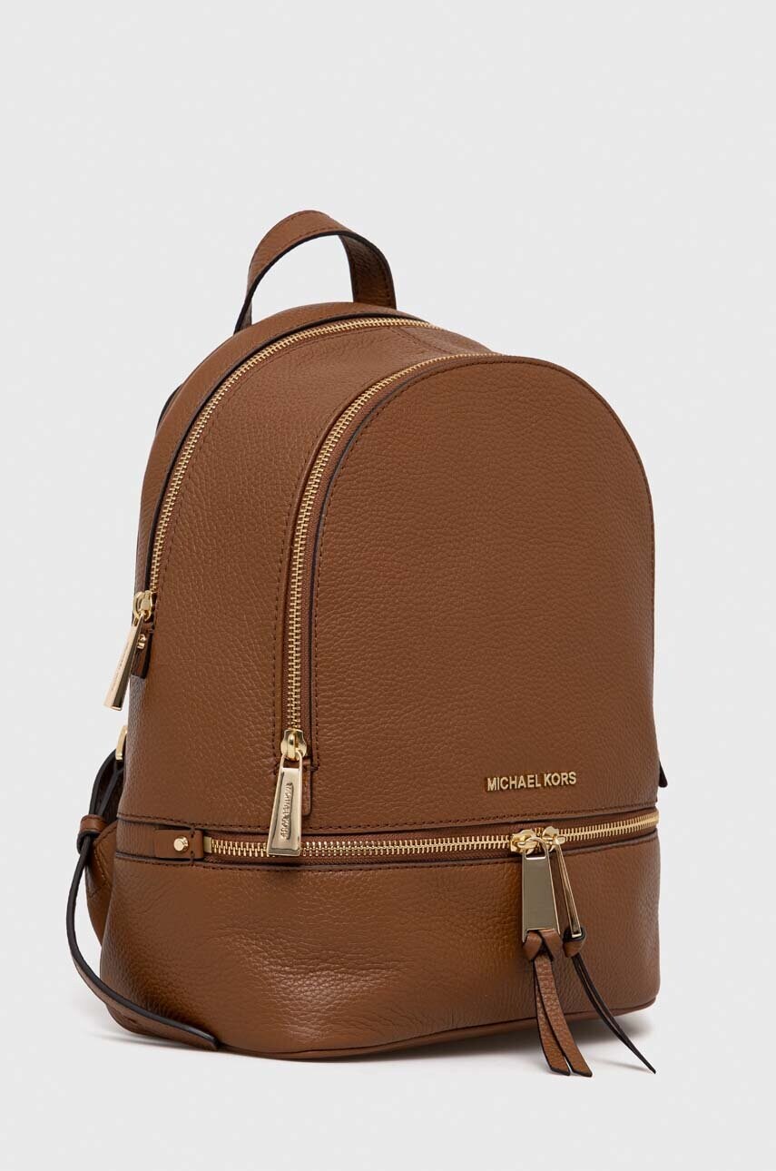 Шкіряний рюкзак MICHAEL Michael Kors жіночий колір коричневий малий однотонний