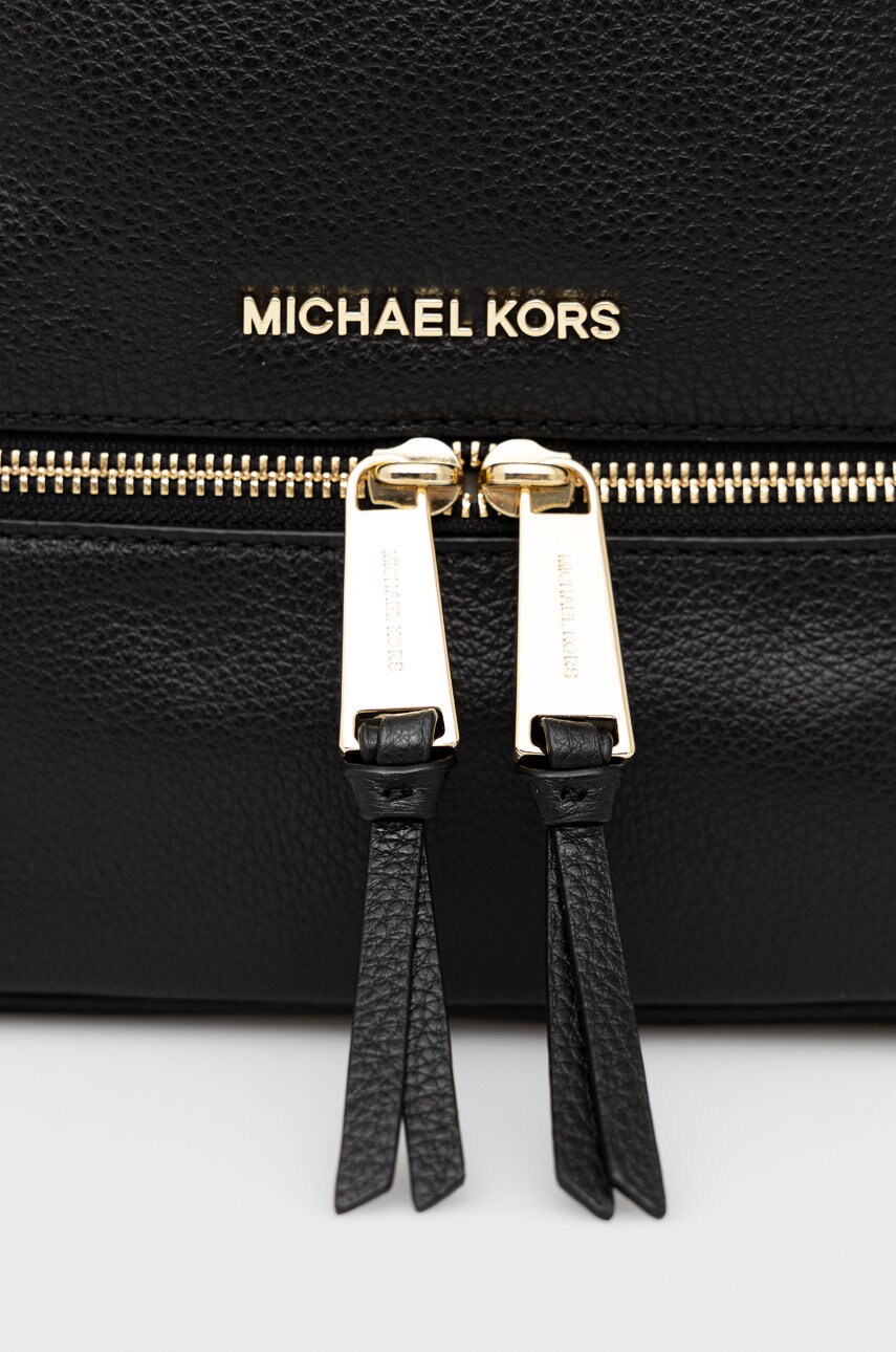 Шкіряний рюкзак MICHAEL Michael Kors жіночий колір чорний малий однотонний