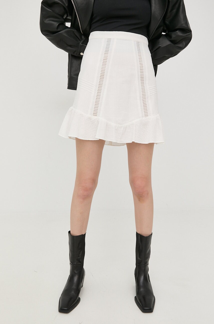 Бавовняна спідниця The Kooples колір білий mini розкльошена