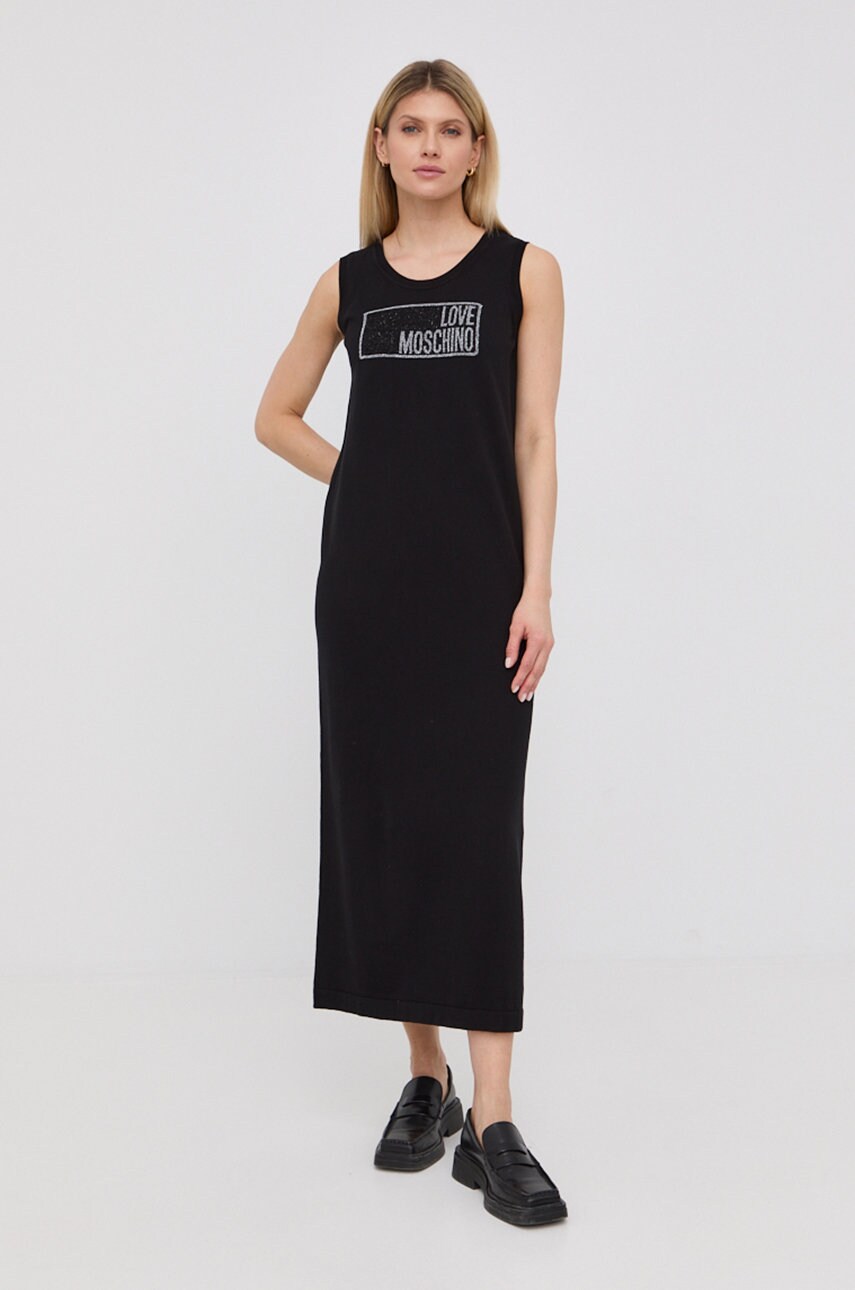 Бавовняна сукня Love Moschino колір чорний maxi пряма