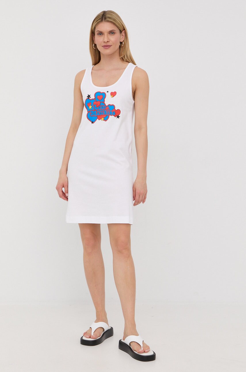 Бавовняна сукня Love Moschino колір білий mini пряма