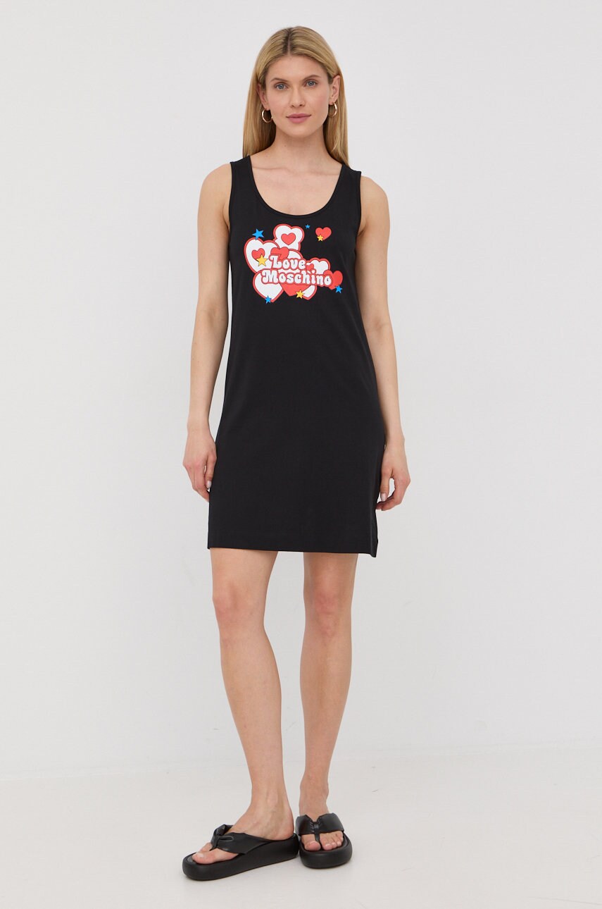 Бавовняна сукня Love Moschino колір чорний mini пряма
