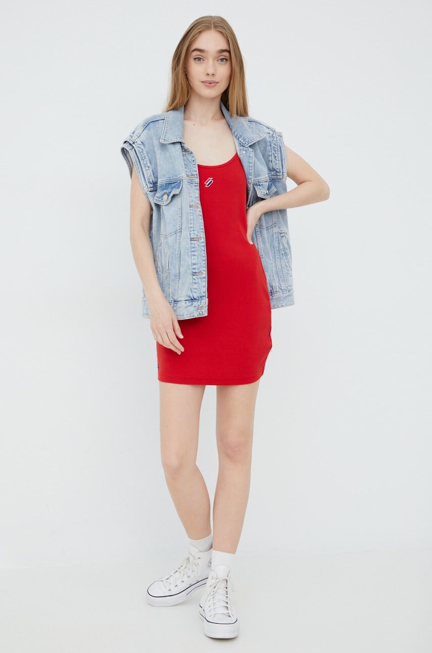 Сукня Superdry колір червоний mini облягаюча