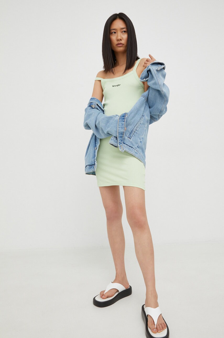 Сукня Wrangler колір зелений mini облягаюча