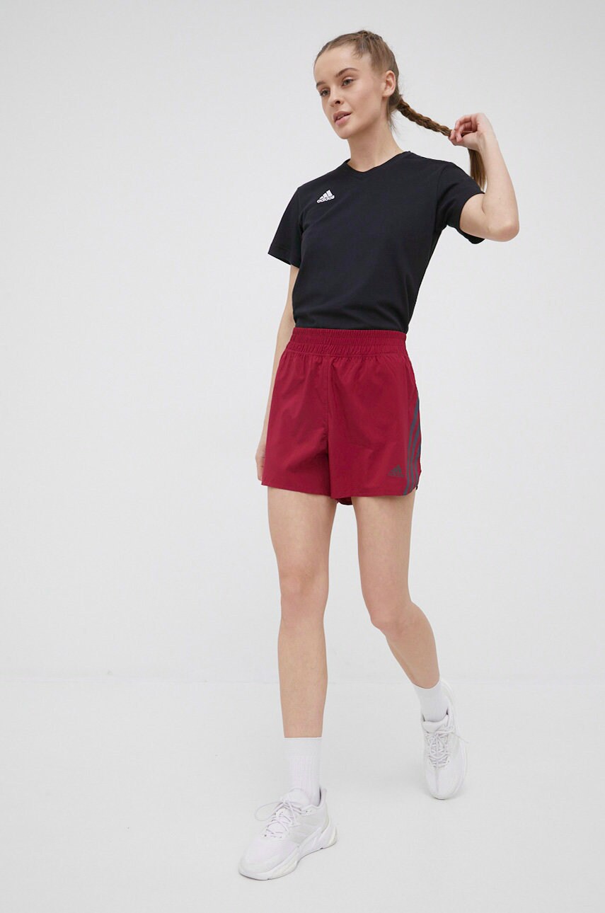 Шорти для бігу adidas Performance Run Icons H57186 жіночі колір фіолетовий з принтом середня посадка