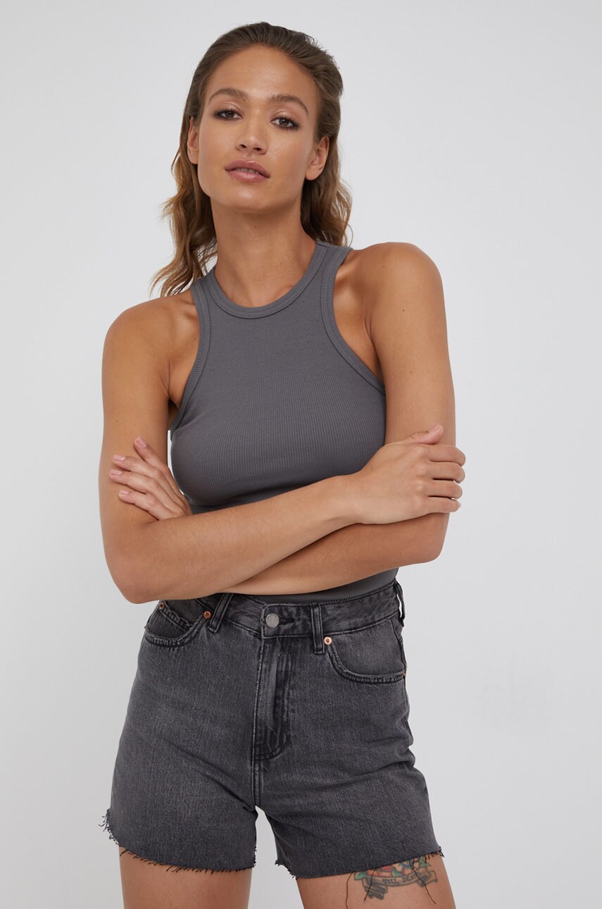 Джинсові шорти Dr. Denim жіночі колір сірий однотонні висока посадка