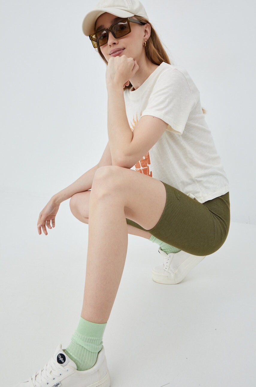Шорти adidas Originals Trefoil Moments HF2105 жіночі колір зелений однотонні висока посадка HF2105-FCOLI/ALML