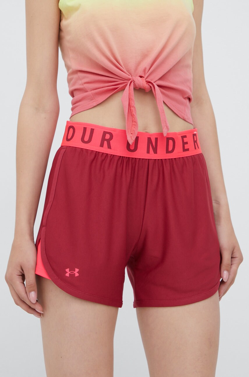 Шорти для тренувань Under Armour Play Up 1355791 жіночі колір бордовий з принтом середня посадка