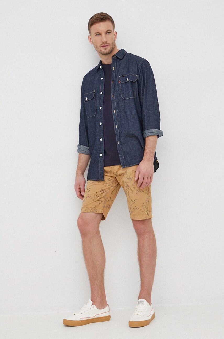 Бавовняні шорти Pepe Jeans Mc Queen Short Garden чоловічі колір бежевий