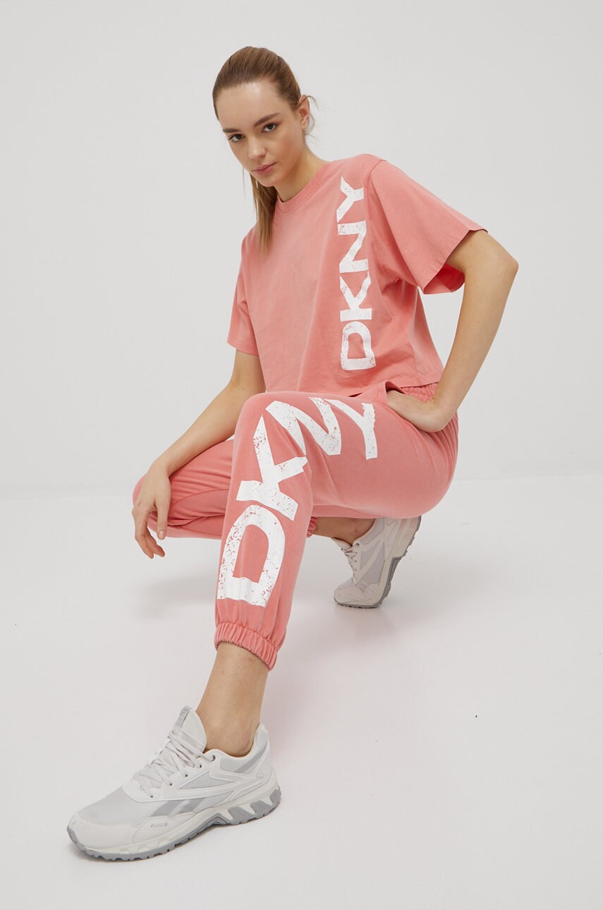 Бавовняна футболка Dkny колір рожевий