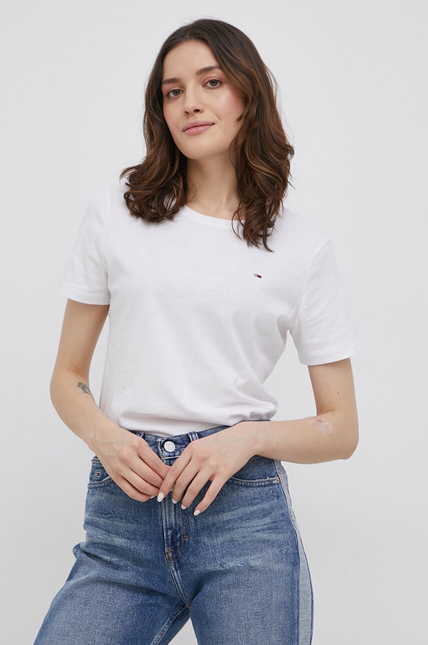 Бавовняна футболка Tommy Jeans колір білий