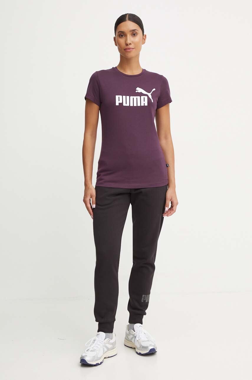 Дитяча бавовняна футболка Puma колір фіолетовий
