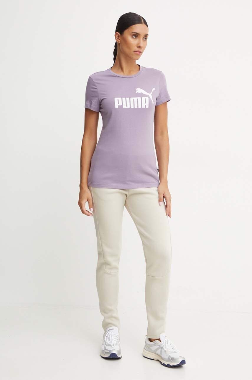 Дитяча бавовняна футболка Puma колір фіолетовий