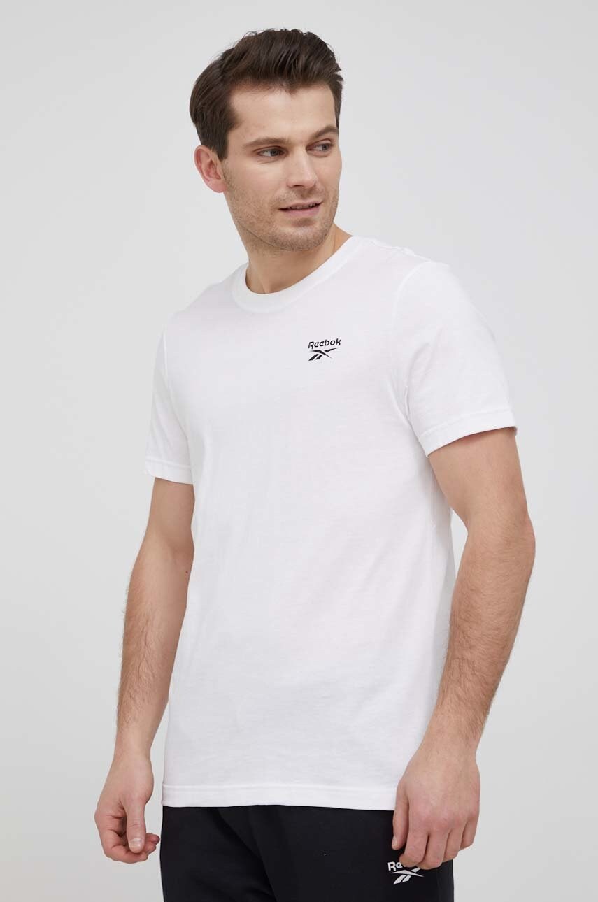 Бавовняна футболка Reebok HG4443 колір білий з принтом