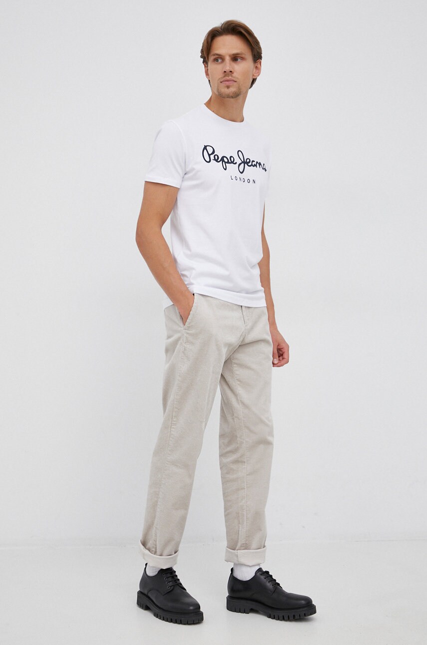 Футболка Pepe Jeans Original Stretch колір білий з принтом