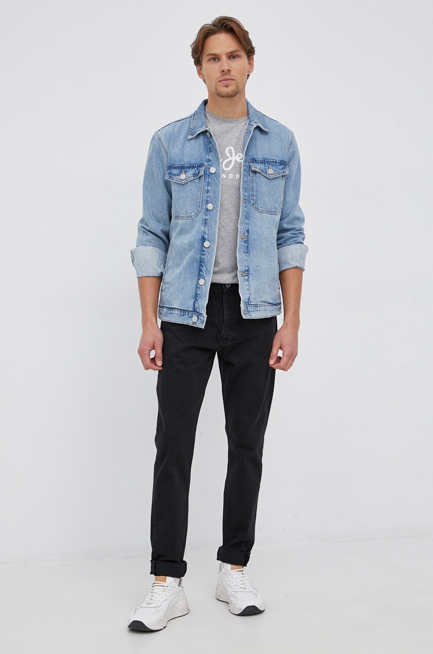 Футболка Pepe Jeans Original Stretch колір сірий з принтом
