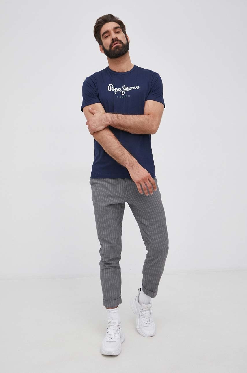 Бавовняна футболка Pepe Jeans Eggo N колір синій з принтом PM508208.595
