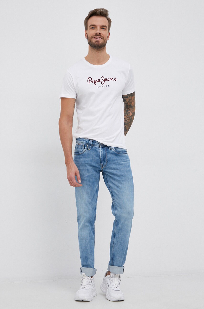 Бавовняна футболка Pepe Jeans Eggo N колір білий гладкий PM508208.800
