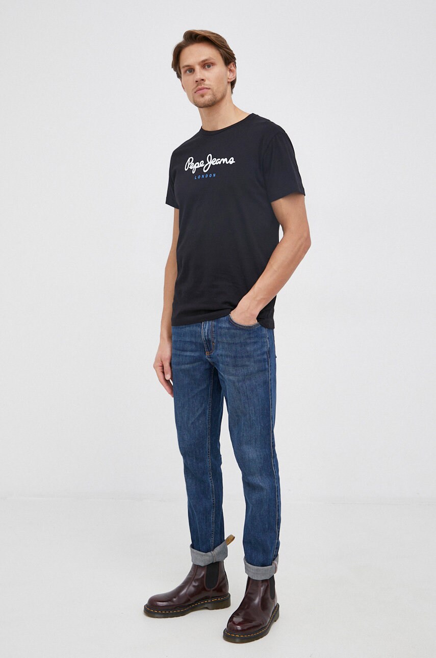 Бавовняна футболка Pepe Jeans Eggo N колір чорний з принтом PM508208.999