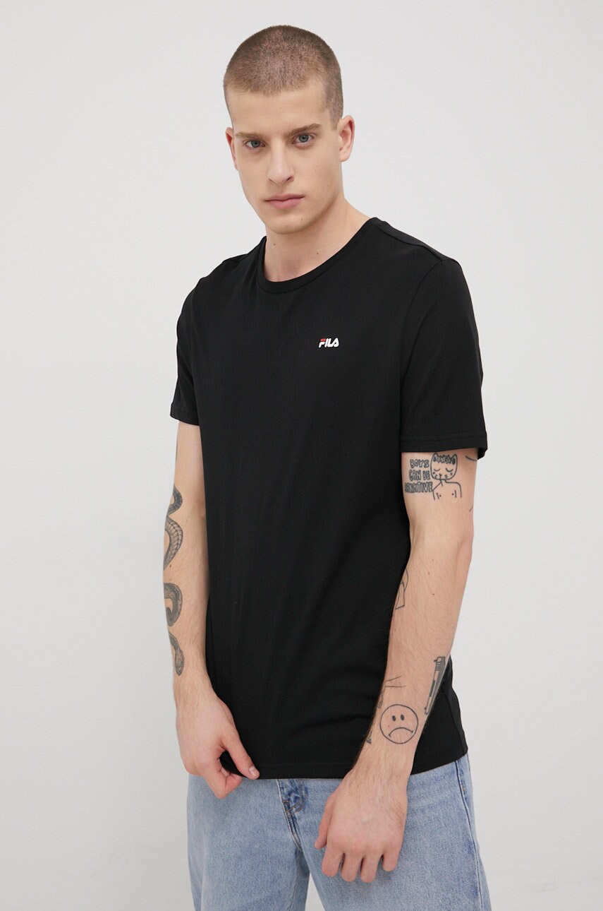 Бавовняна футболка Fila Brod (2-pack) колір чорний однотонна FAM0083