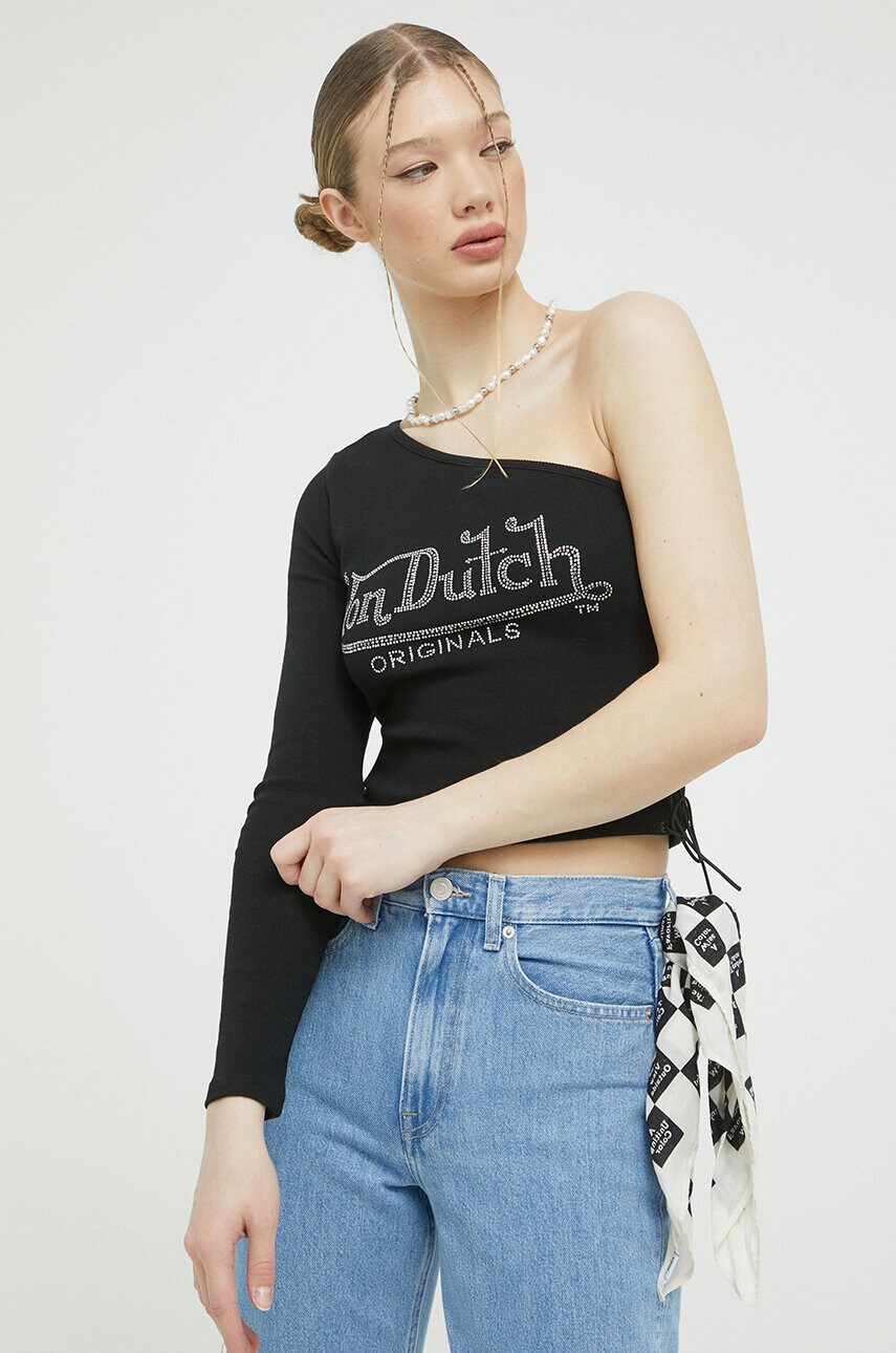 Лонгслів Von Dutch жіночий колір чорний