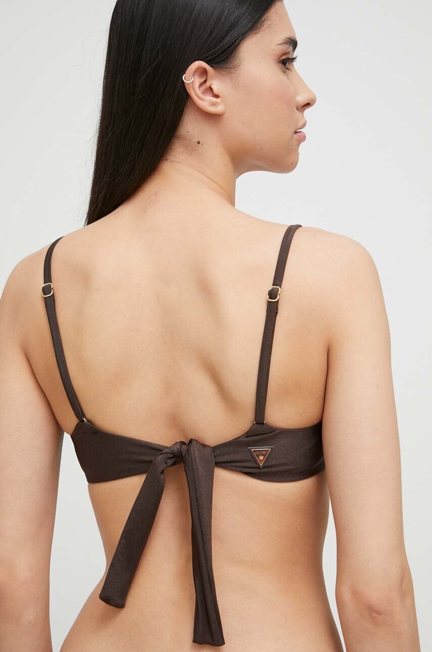 Купальний бюстгальтер Guess колір коричневий ущільнена чашечка
