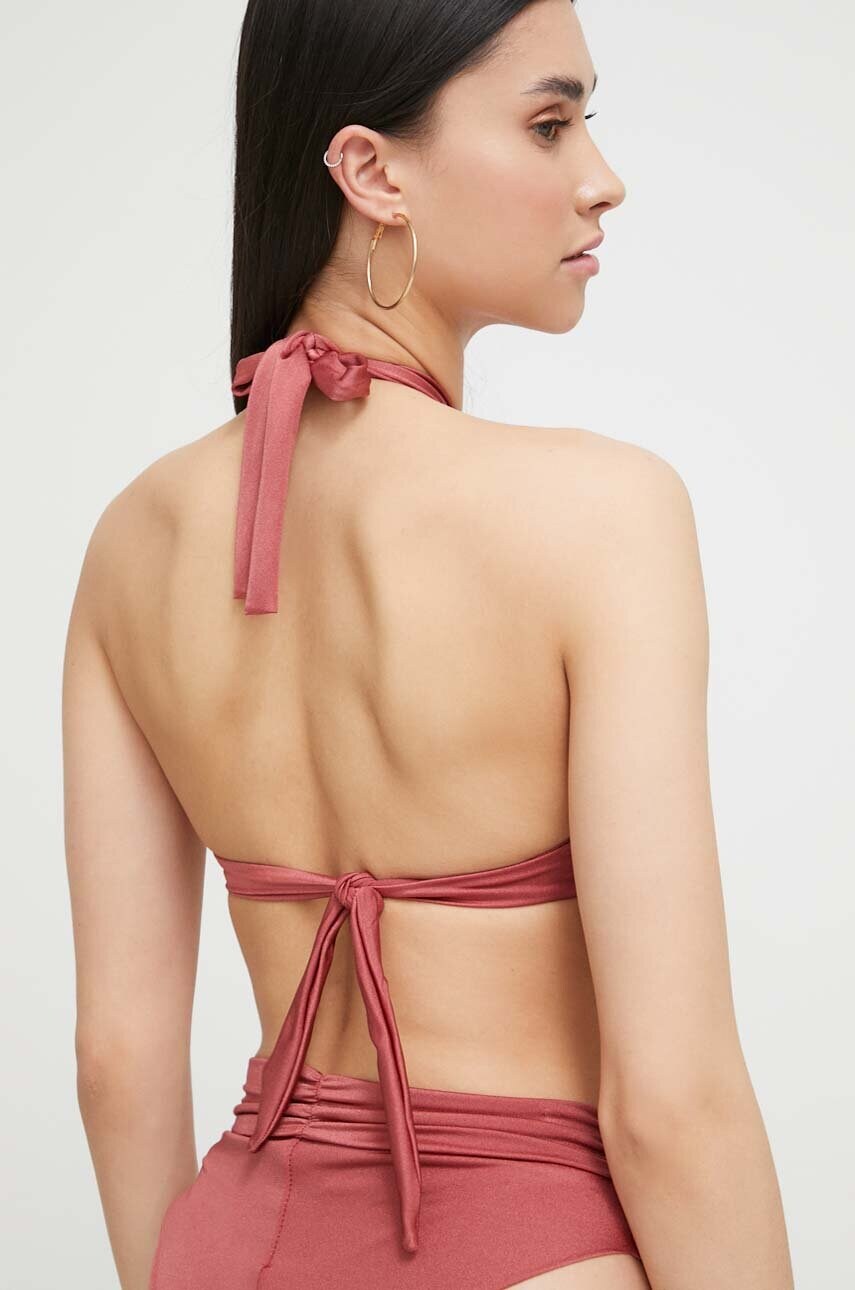 Купальний бюстгальтер Guess колір рожевий м'яка чашечка