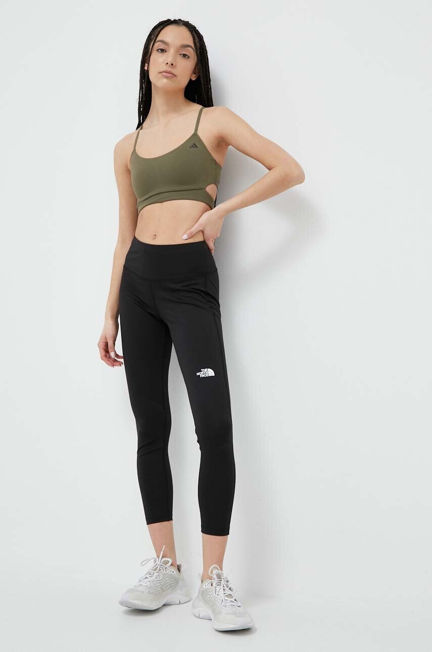 Бюстгальтер для йоги adidas Performance колір зелений однотонний