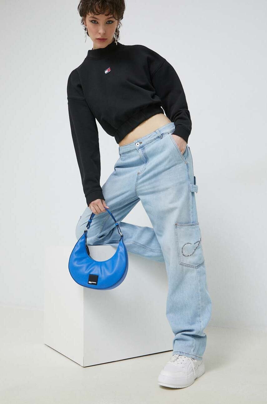 Бавовняна кофта Tommy Jeans жіноча колір чорний однотонна